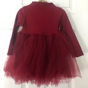 Boutique burgundy toddler girls tulle dress 2T